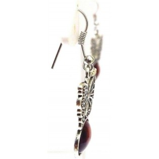 DARK BROWN BUTTERFLY Silver Oxidized Earring Hook Dangle Drop Fashion Novelty